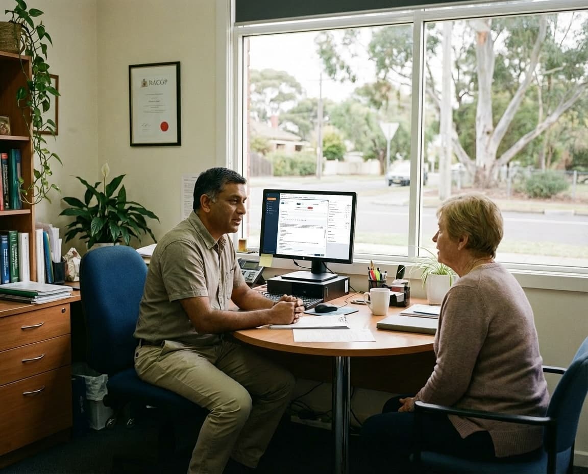 Doctor using voice transcription on smartphone